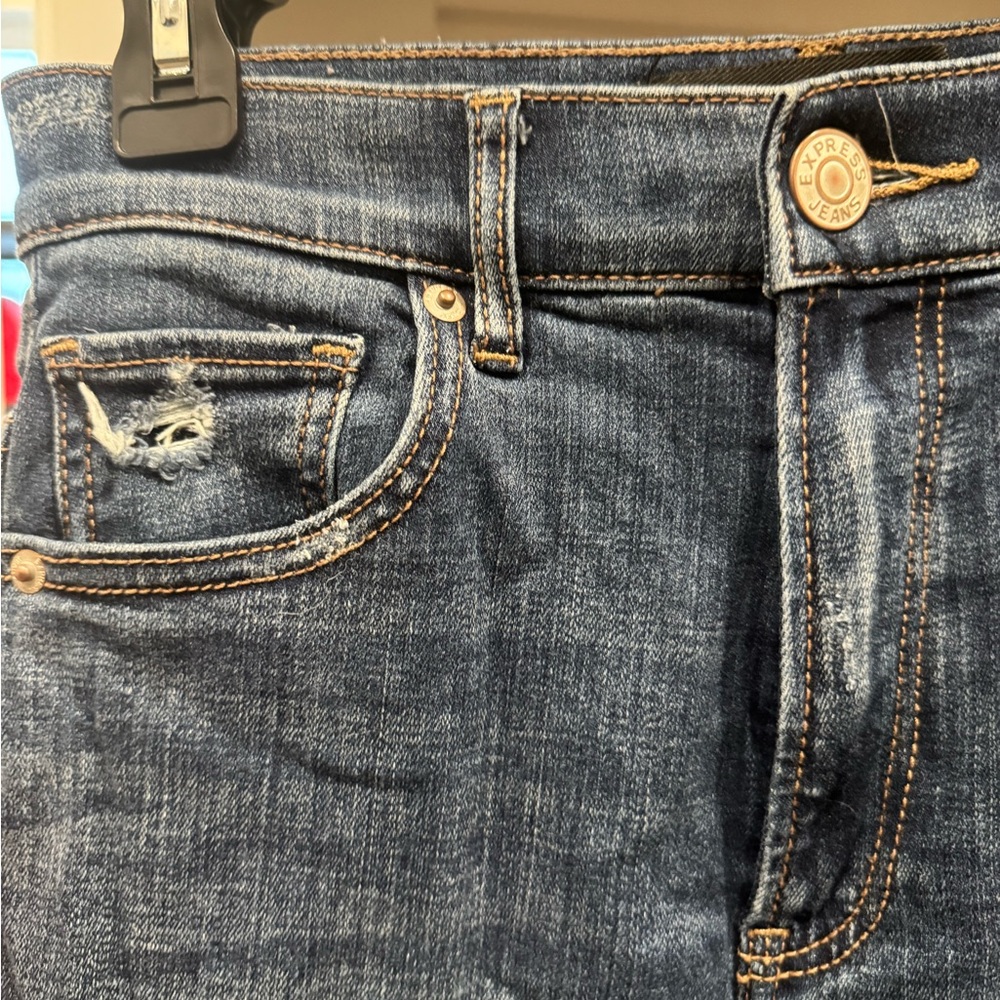 Express High Rise Blue Jeans - Picture 3 of 5